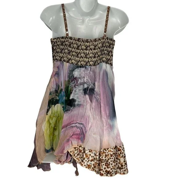 Vintage Y2K Festival Boho Fairy Babydoll Mixed Media Top Adjustable Straps Large - Picture 2 of 11